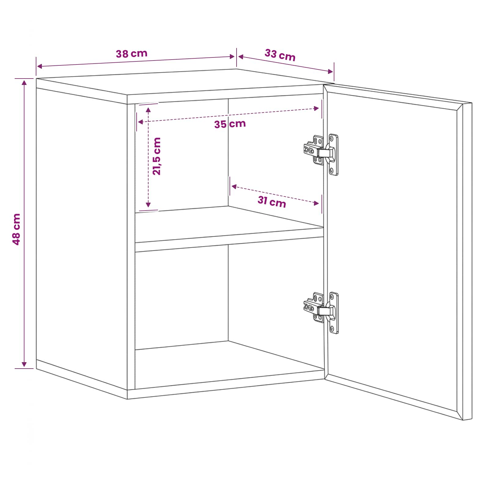 Hängeschrank mit Tür Braun 38 x 33,5 x 48 cm Massivholz Mango