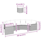 Gartensofa mit Tisch und Kissen Halbrund Schwarz Poly-Rattan