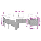 Gartensofa mit Kissen Rund Grau Poly Rattan