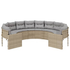 Gartensofa mit Kissen Rund Beige Poly-Rattan