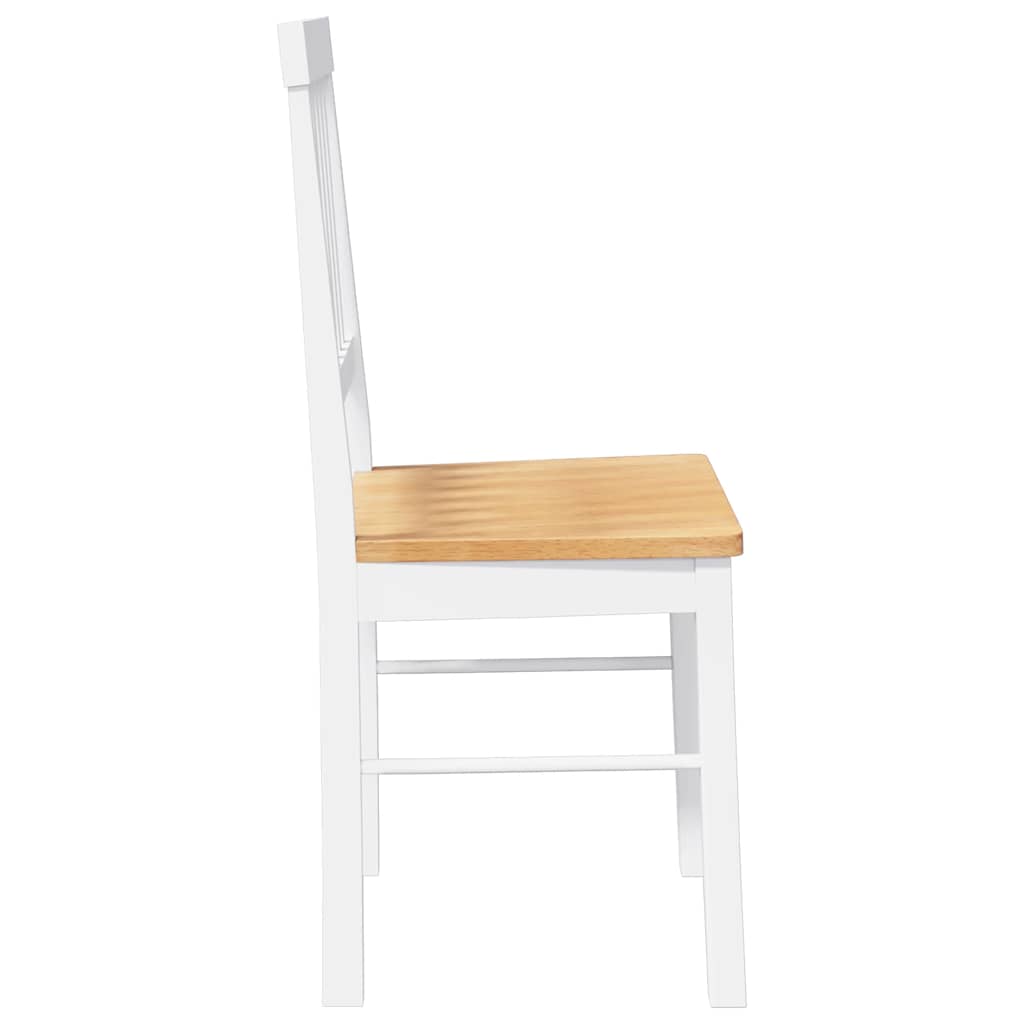 Esszimmerstühle 2 Stk. Weiß Massivholz Gummibaum