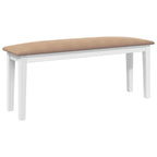 Bank 110 cm Weiß Massivholz Gummibaum