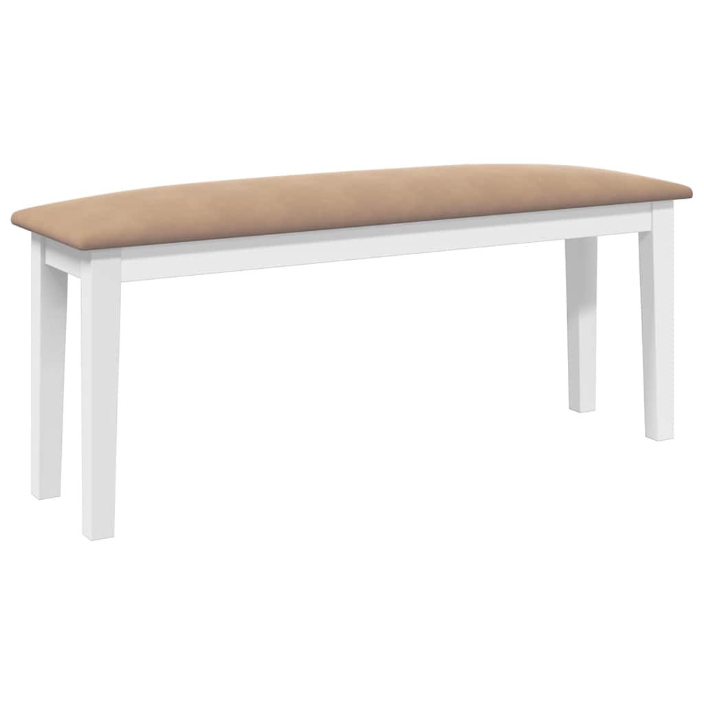 Bank 110 cm Weiß Massivholz Gummibaum