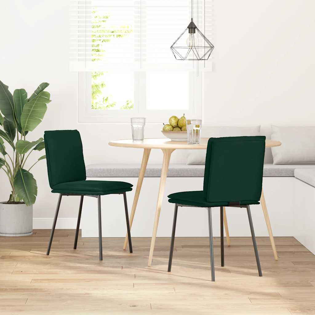 Esszimmerstühle 2 Stk. Dunkelgrün Samt