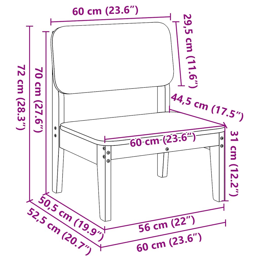 Gartenstühle 2 Stk. 60x52,5x72 cm Massivholz Douglasie