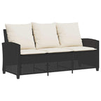 6-tlg. Garten-Sofagarnitur mit Kissen Schwarz Poly Rattan
