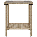 Gartensofa in L-Form mit Tisch und Kissen Beige Poly Rattan