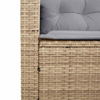 Gartensofa in L-Form mit Tisch und Kissen Beige Poly Rattan