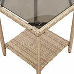 Gartensofa in L-Form mit Tisch und Kissen Beige Poly Rattan