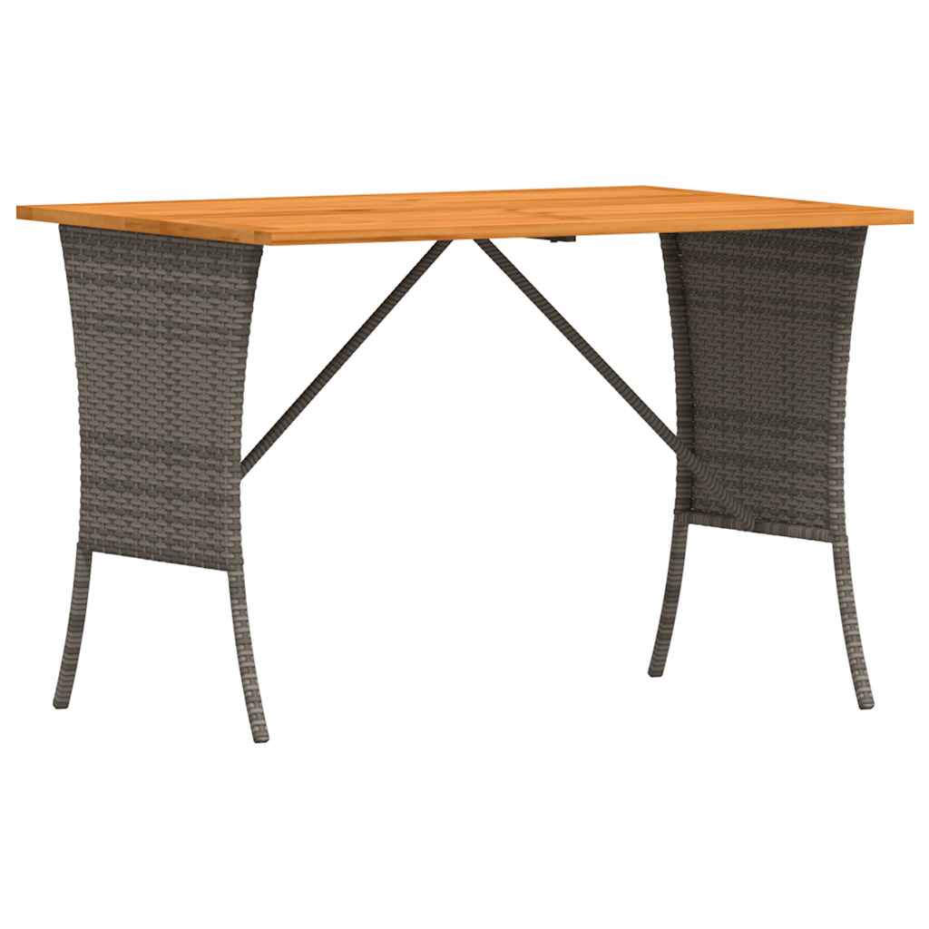 Gartentisch mit Akazienholzplatte Grau 105x75x72cm Poly Rattan