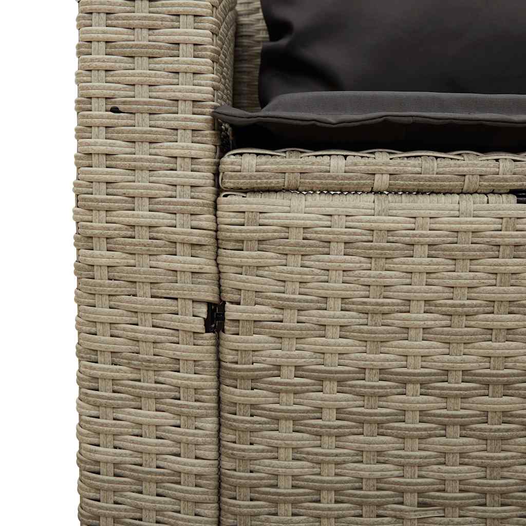 5tlg. Garten-Sofagarnitur Kissen Stapelbar Hellgrau Poly Rattan