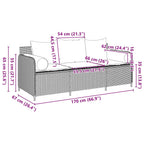Gartensofa mit Kissen 3-Sitzer Hellgrau Poly Rattan