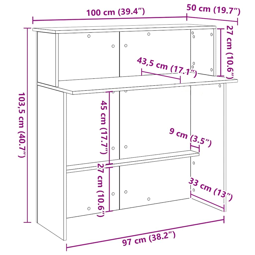 Empfangstheke Betongrau 100x50x103,5 cm Holzwerkstoff