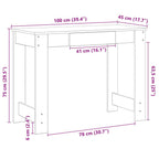 Schreibtisch Räuchereiche 100x45x75 cm Holzwerkstoff
