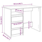 Schreibtisch Betongrau 102x50x75 cm Holzwerkstoff
