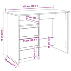 Schreibtisch Räuchereiche 102x50x75 cm Holzwerkstoff