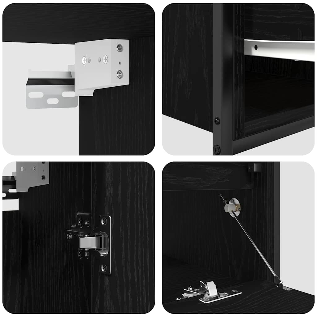 Badezimmermöbel-Set mit Regal 5 pcs Schwarz Holzwerkstoff