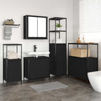Badezimmermöbel-Set mit Regal 5 pcs Schwarz Holzwerkstoff