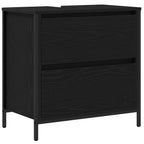 Badezimmermöbel-Set mit Regal 5 pcs Schwarz Holzwerkstoff