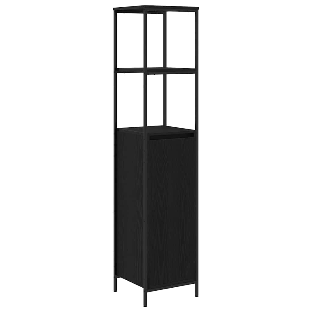 Badezimmermöbel-Set mit Regal 5 pcs Schwarz Holzwerkstoff