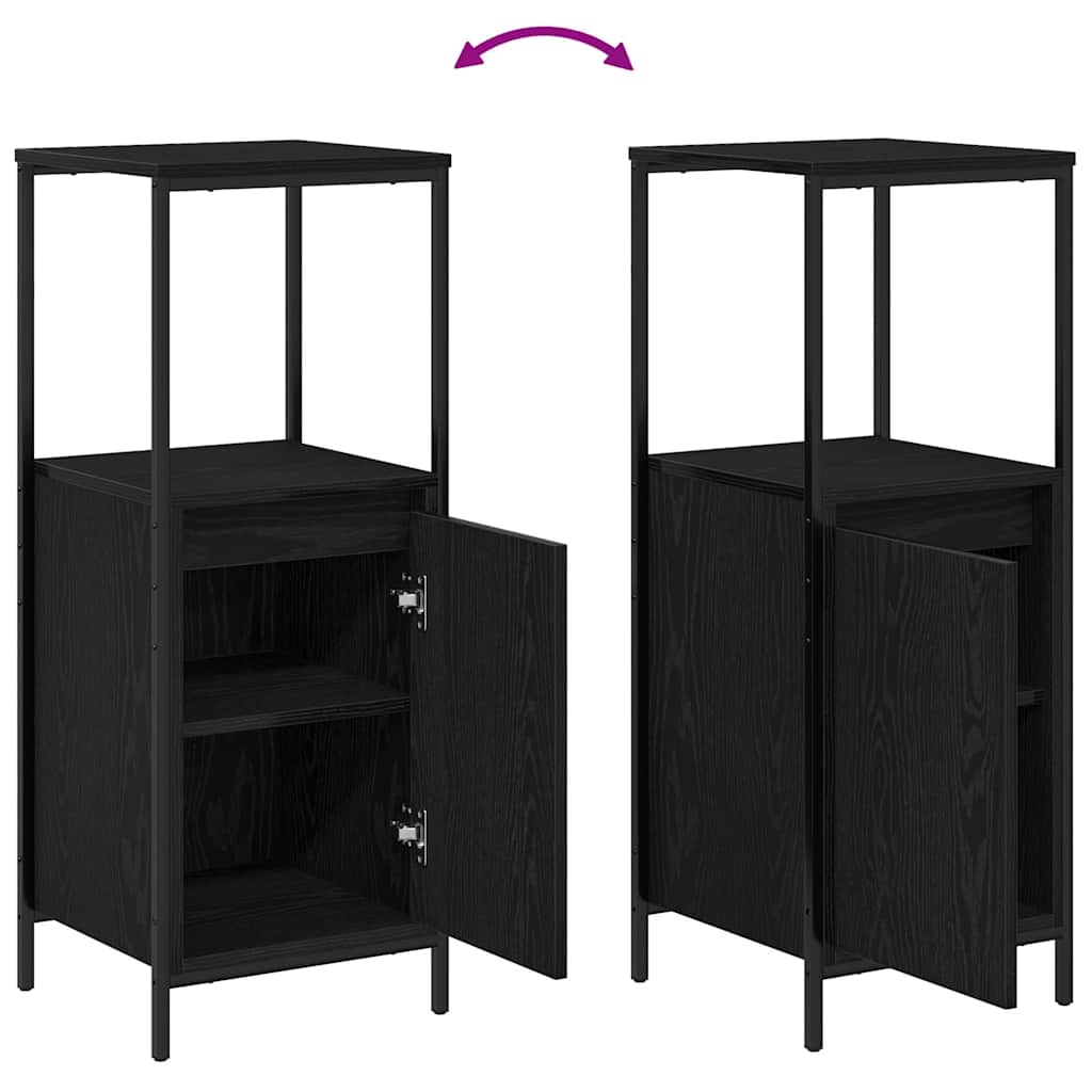 Badezimmermöbel-Set mit Regal 5 pcs Schwarz Holzwerkstoff