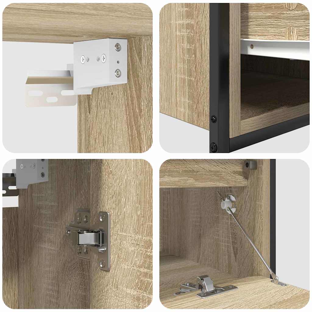 Badezimmermöbel-Set mit Regal mit Tür 5 pcs Beige Holzwerkstoff