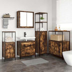 Badezimmermöbel-Set mit Regal mit Tür 5 pcs Braun Holzwerkstoff