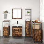 Badezimmermöbel-Set mit Regal mit Tür 5 pcs Braun Holzwerkstoff