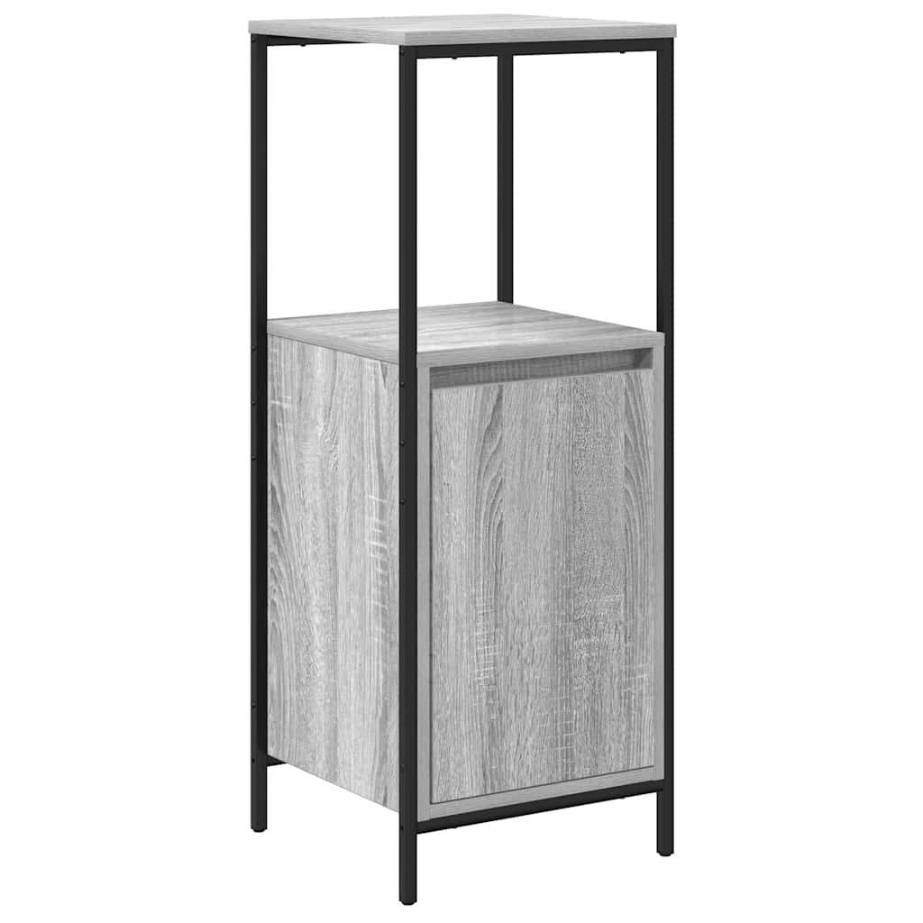 Badezimmermöbel-Set mit Regal mit Tür 5 pcs Grau Holzwerkstoff