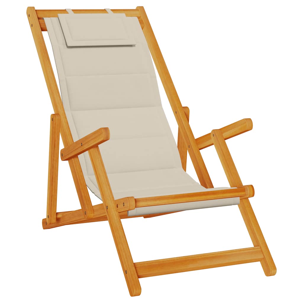 Klappstuhl mit Armlehnen Taupe Akazienholz & Textilene