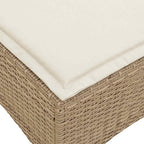 Gartensofa mit Liegefunktion Kissen L-Form Beige Poly Rattan