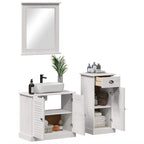 Badezimmermöbel-Set 3 pcs Antik Weiß Massives Kiefernholz