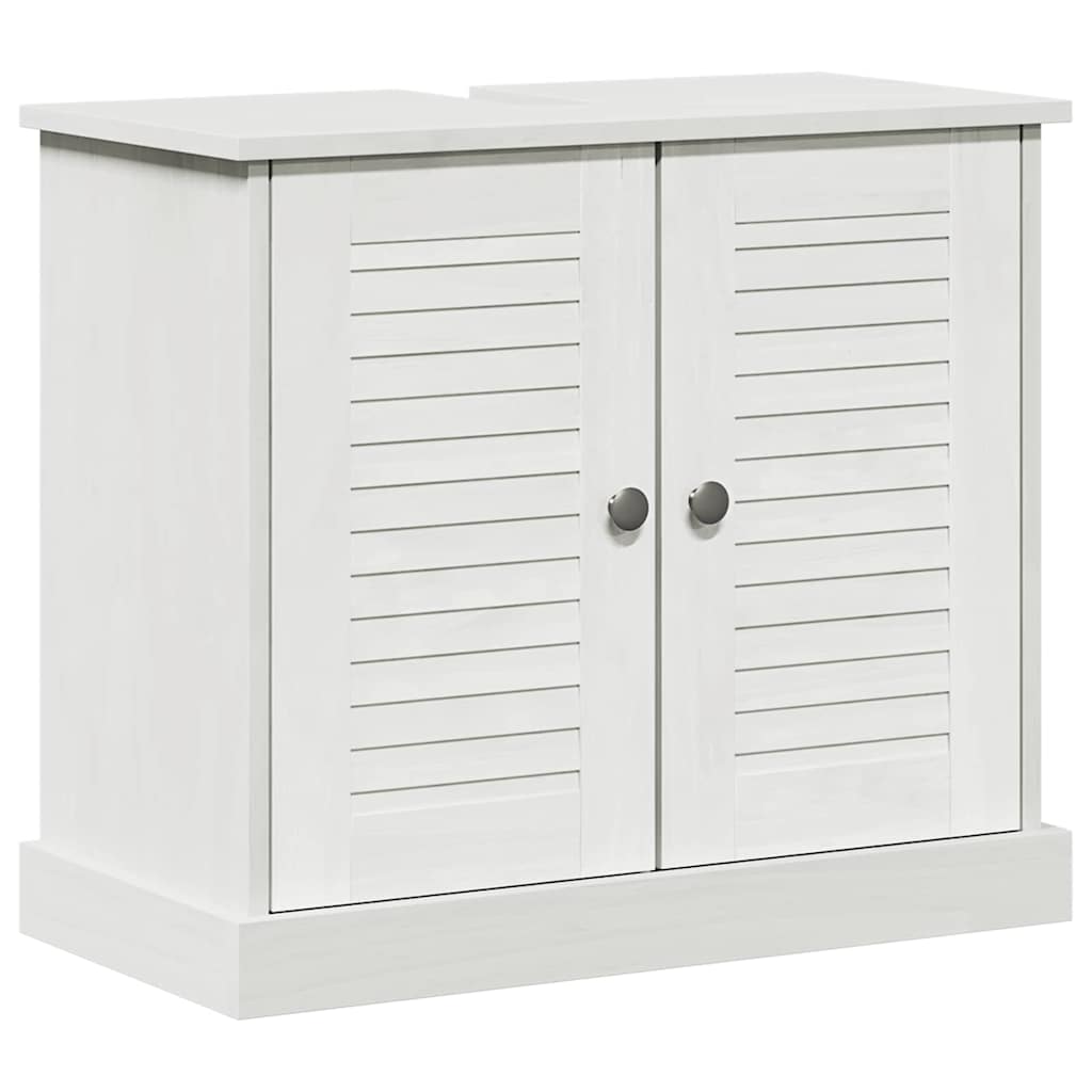 Badezimmermöbel-Set 4 pcs Antik Weiß Massives Kiefernholz