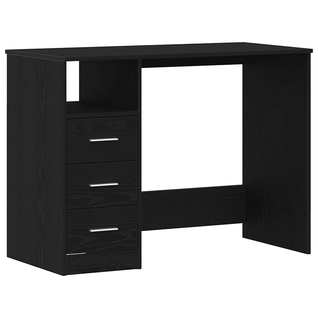 Schreibtisch mit Schubladen Schwarz Eichen-Optik 102x50x76 cm