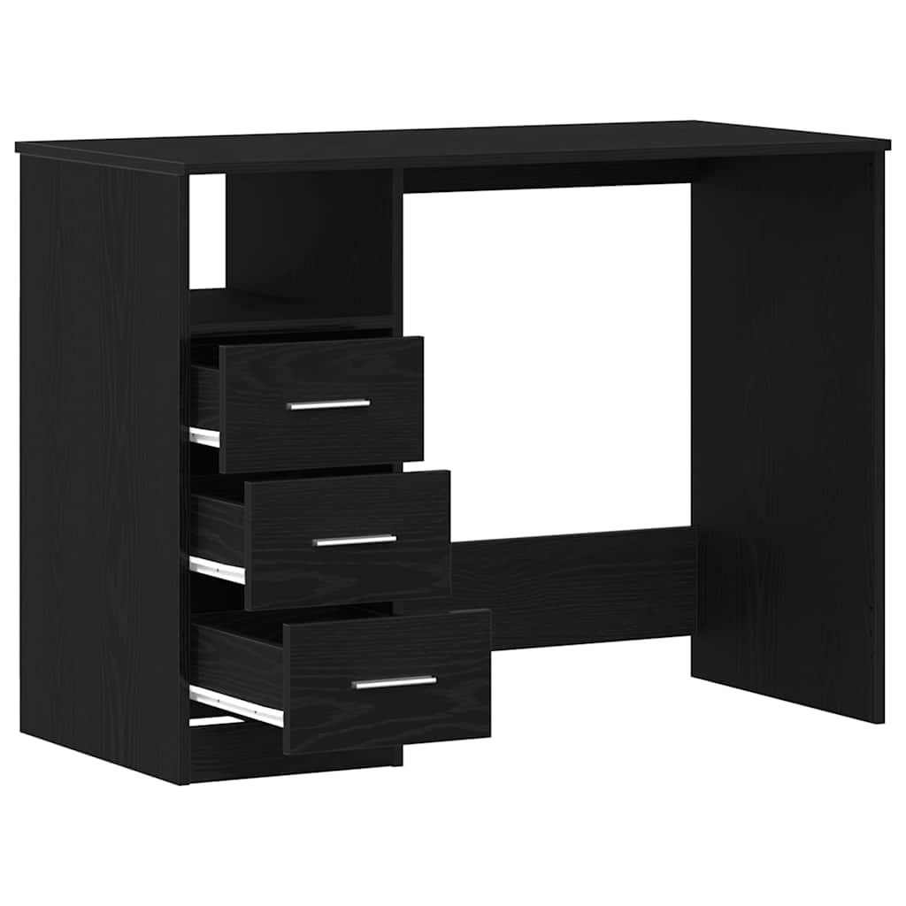 Schreibtisch mit Schubladen Schwarz Eichen-Optik 102x50x76 cm
