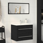 Waschbeckenunterschrank Schwarz Eichen-Optik 60x38,5x48 cm