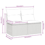2-tlg. Garten-Sofagarnitur mit Kissen Schwarz Poly Rattan
