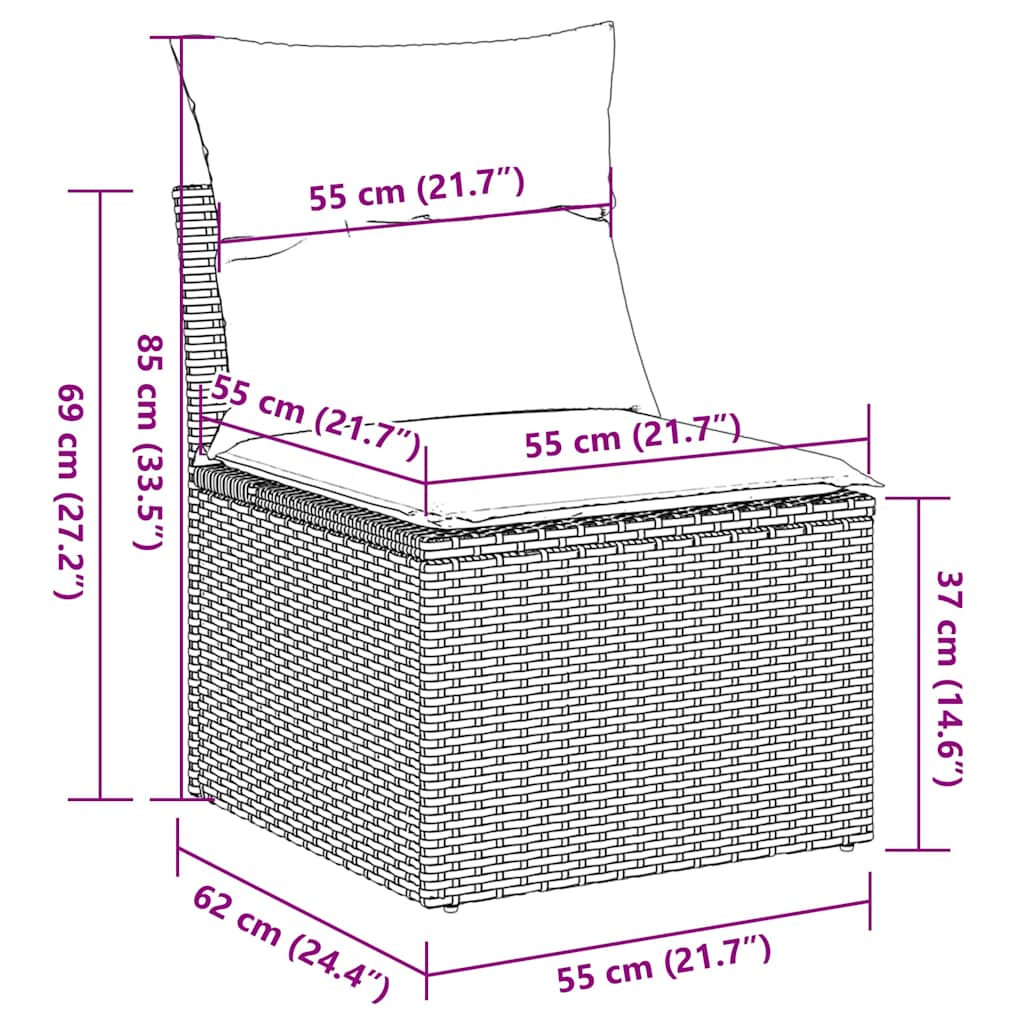 2-tlg. Garten-Sofagarnitur mit Kissen Braun Poly Rattan Akazie