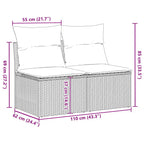 2-tlg. Garten-Sofagarnitur mit Kissen Schwarz Poly Rattan
