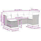 6-tlg. Garten-Sofagarnitur mit Kissen Beige Poly Rattan