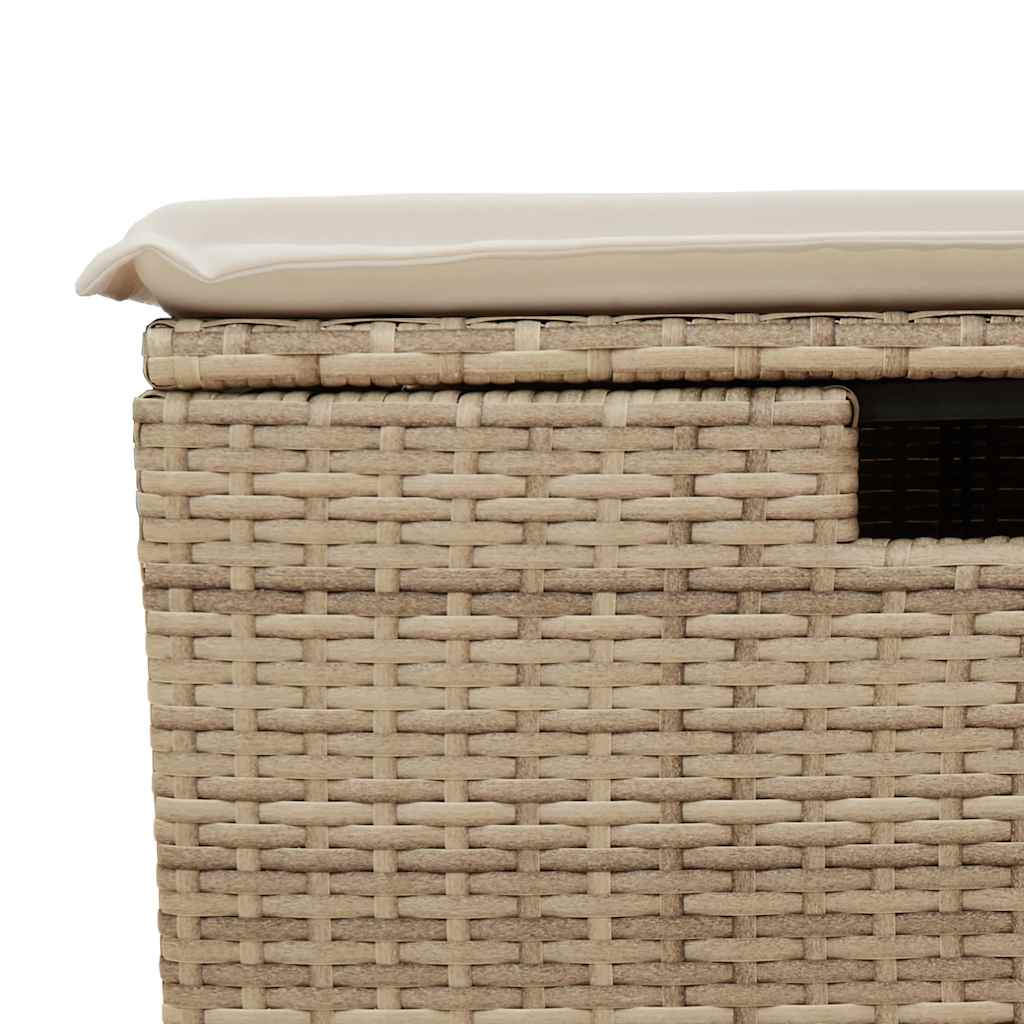 9-tlg. Garten-Sofagarnitur mit Kissen Beige Poly Rattan