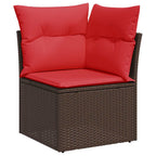 9-tlg. Garten-Sofagarnitur mit Kissen Braun Poly Rattan