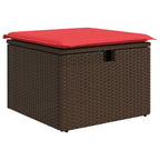 9-tlg. Garten-Sofagarnitur mit Kissen Braun Poly Rattan