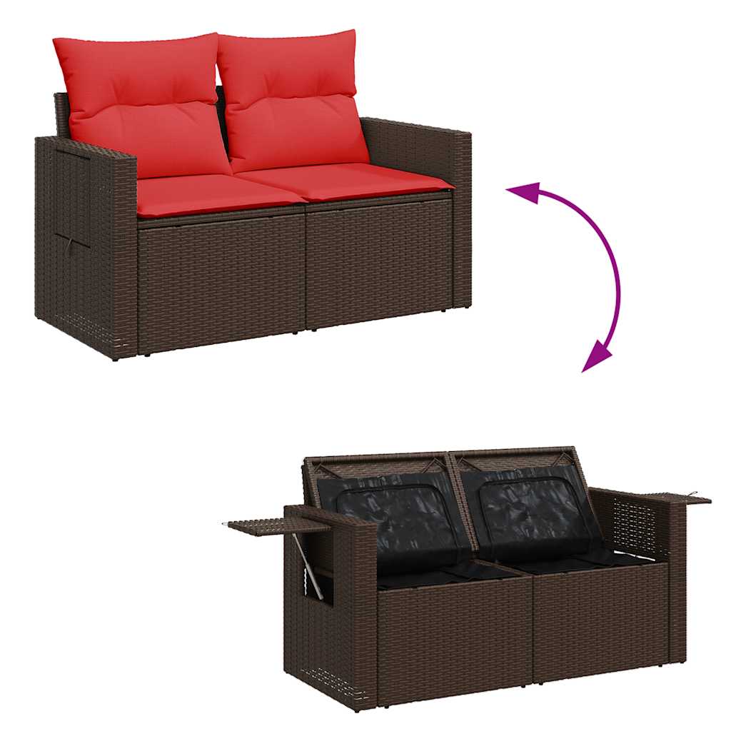 6-tlg. Garten-Sofagarnitur mit Kissen Braun Poly Rattan