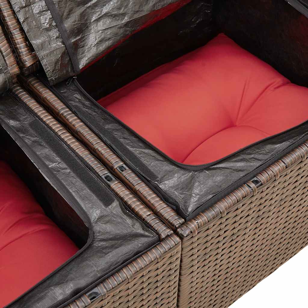 6-tlg. Garten-Sofagarnitur mit Kissen Braun Poly Rattan