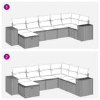7-tlg. Garten-Sofagarnitur mit Kissen Schwarz Poly Rattan