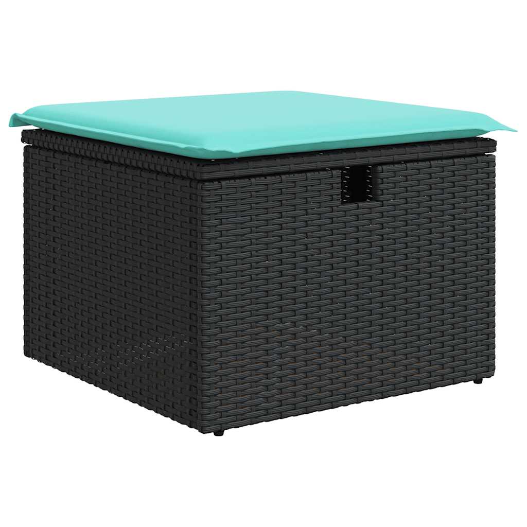 6-tlg. Garten-Sofagarnitur mit Kissen Schwarz Poly Rattan