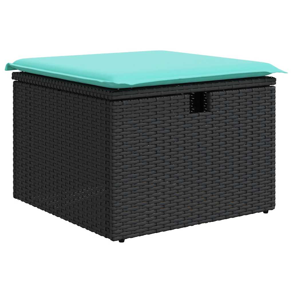 9-tlg. Garten-Sofagarnitur mit Kissen Schwarz Poly Rattan