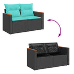 5-tlg. Garten-Sofagarnitur mit Kissen Schwarz Poly Rattan
