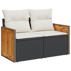 6-tlg. Garten-Sofagarnitur mit Kissen Schwarz Poly Rattan